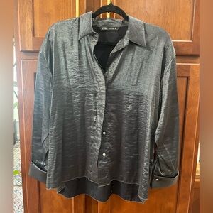 Zara Charcoal Satin Shirt